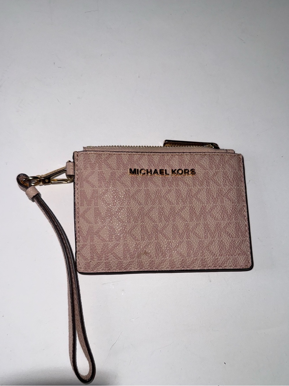 Michael Kors Blush Logo Wristlet Card Holder with Gold Hardware